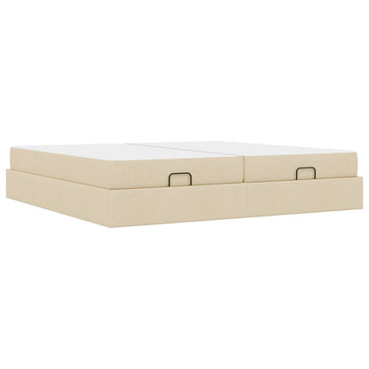 Bettgestell mit Matratze 2 Stk. Creme Stoff