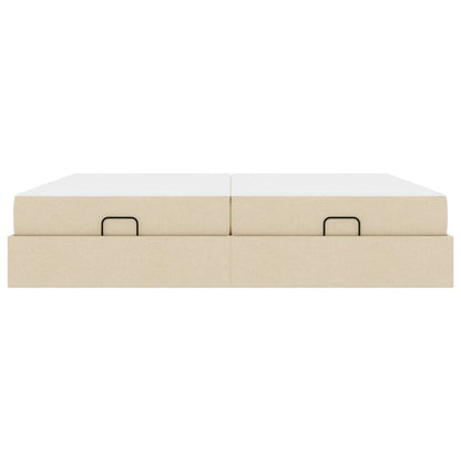 Bettgestell mit Matratze 2 Stk. Creme Stoff