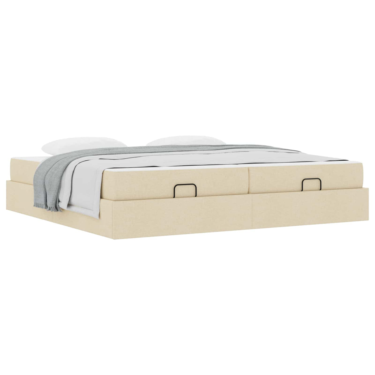 Bettgestell mit Matratze 2 Stk. Creme Stoff