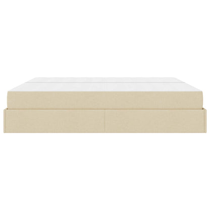 Bettgestell mit Matratze 2 Stk. Creme Stoff