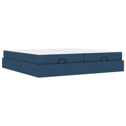 Bettgestell mit Matratze 2 Stk. Blau Stoff