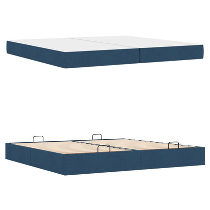Bettgestell mit Matratze 2 Stk. Blau Stoff