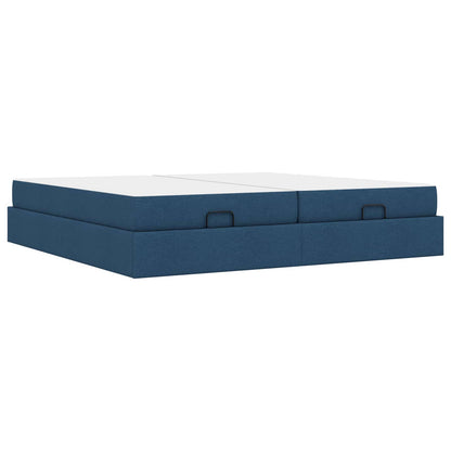Bettgestell mit Matratze 2 Stk. Blau Stoff