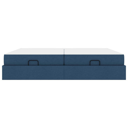 Bettgestell mit Matratze 2 Stk. Blau Stoff