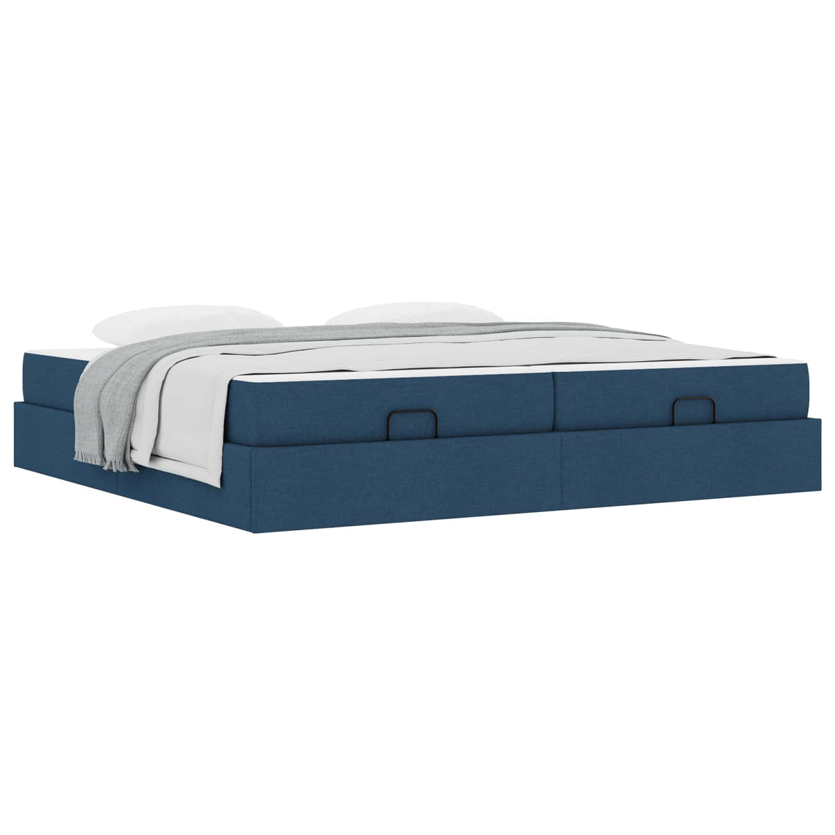 Bettgestell mit Matratze 2 Stk. Blau Stoff
