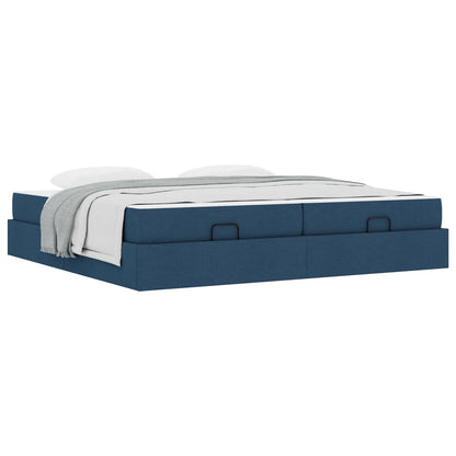 Bettgestell mit Matratze 2 Stk. Blau Stoff