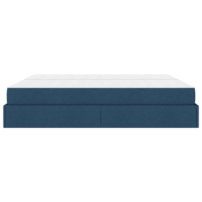 Bettgestell mit Matratze 2 Stk. Blau Stoff