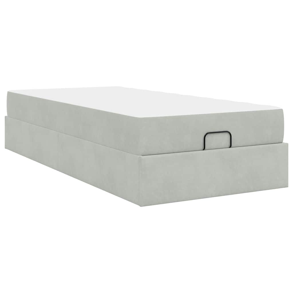 Bettgestell mit Matratze mit Speicher Hellgrau 80 x 200 cm Samt