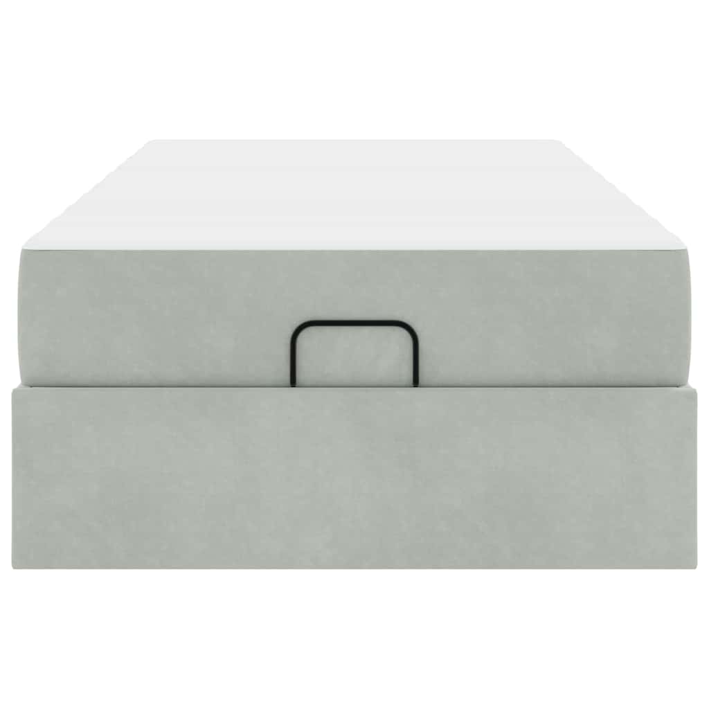 Bettgestell mit Matratze mit Speicher Hellgrau 90 x 200 cm Samt