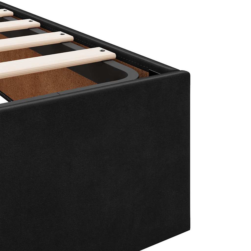 Bettgestell mit Matratze mit Speicher Schwarz 90 x 200 cm Samt