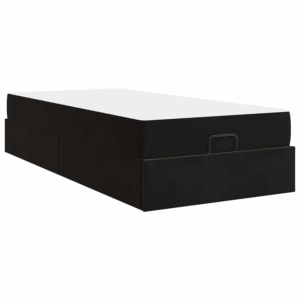 Bettgestell mit Matratze mit Speicher Schwarz 90 x 200 cm Samt