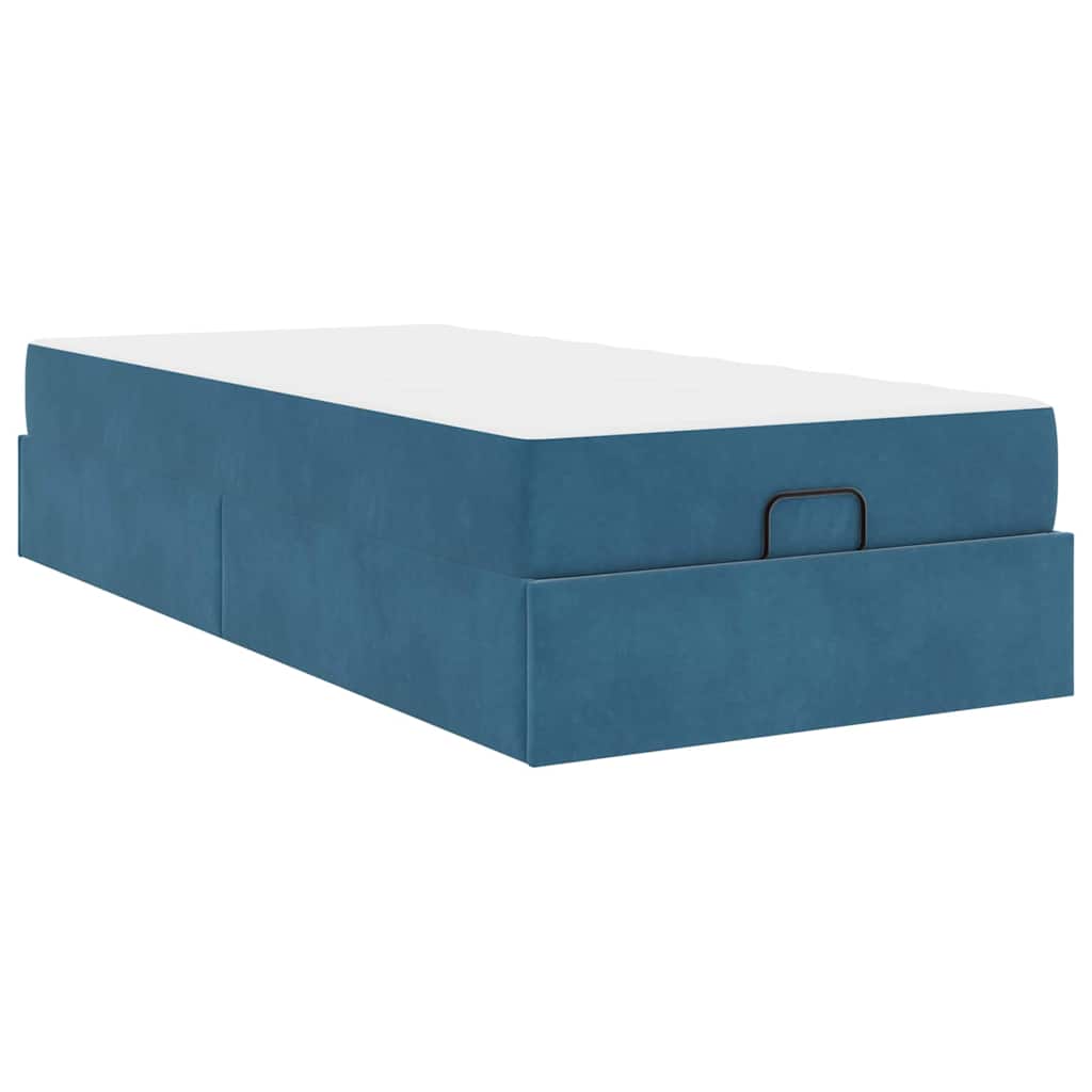 Bettgestell mit Matratze mit Speicher Blau 90 x 200 cm Samt