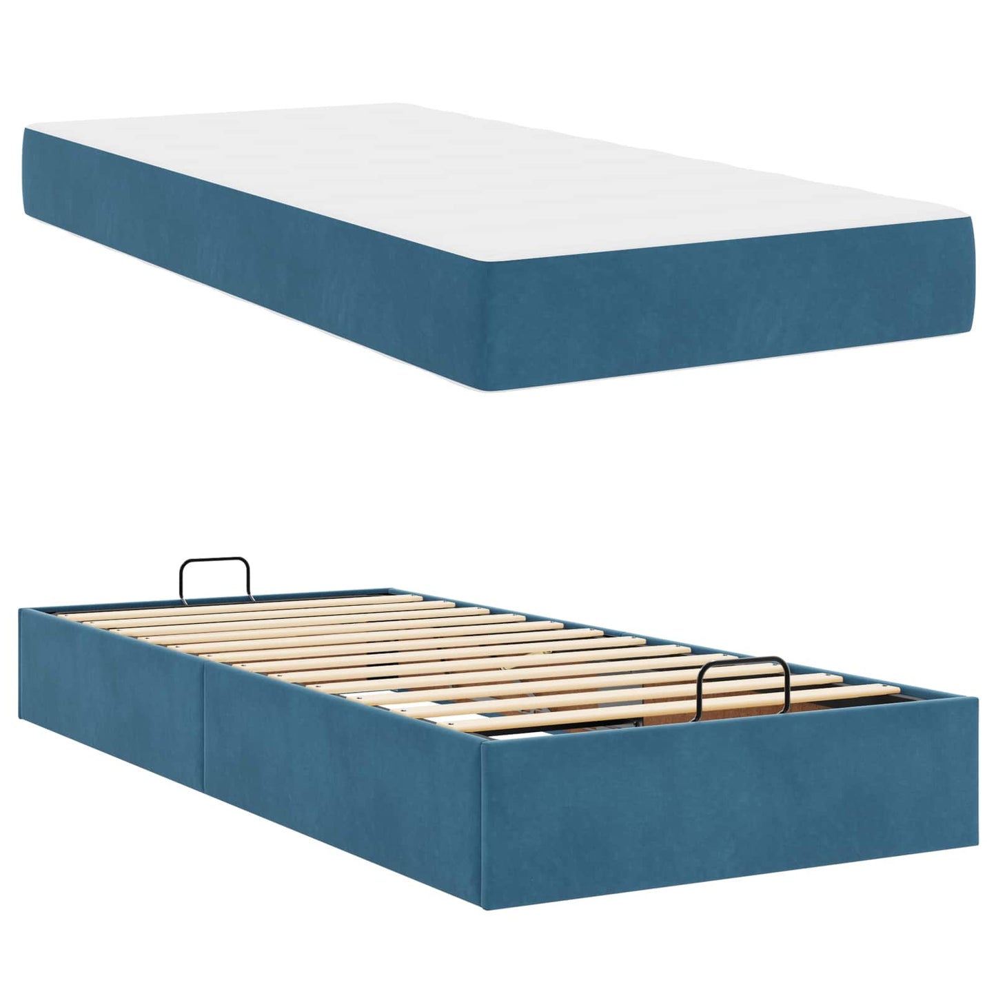 Bettgestell mit Matratze 2 stk. Blau Samt