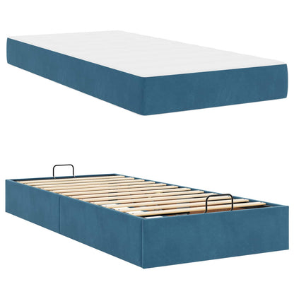 Bettgestell mit Matratze 2 stk. Blau Samt