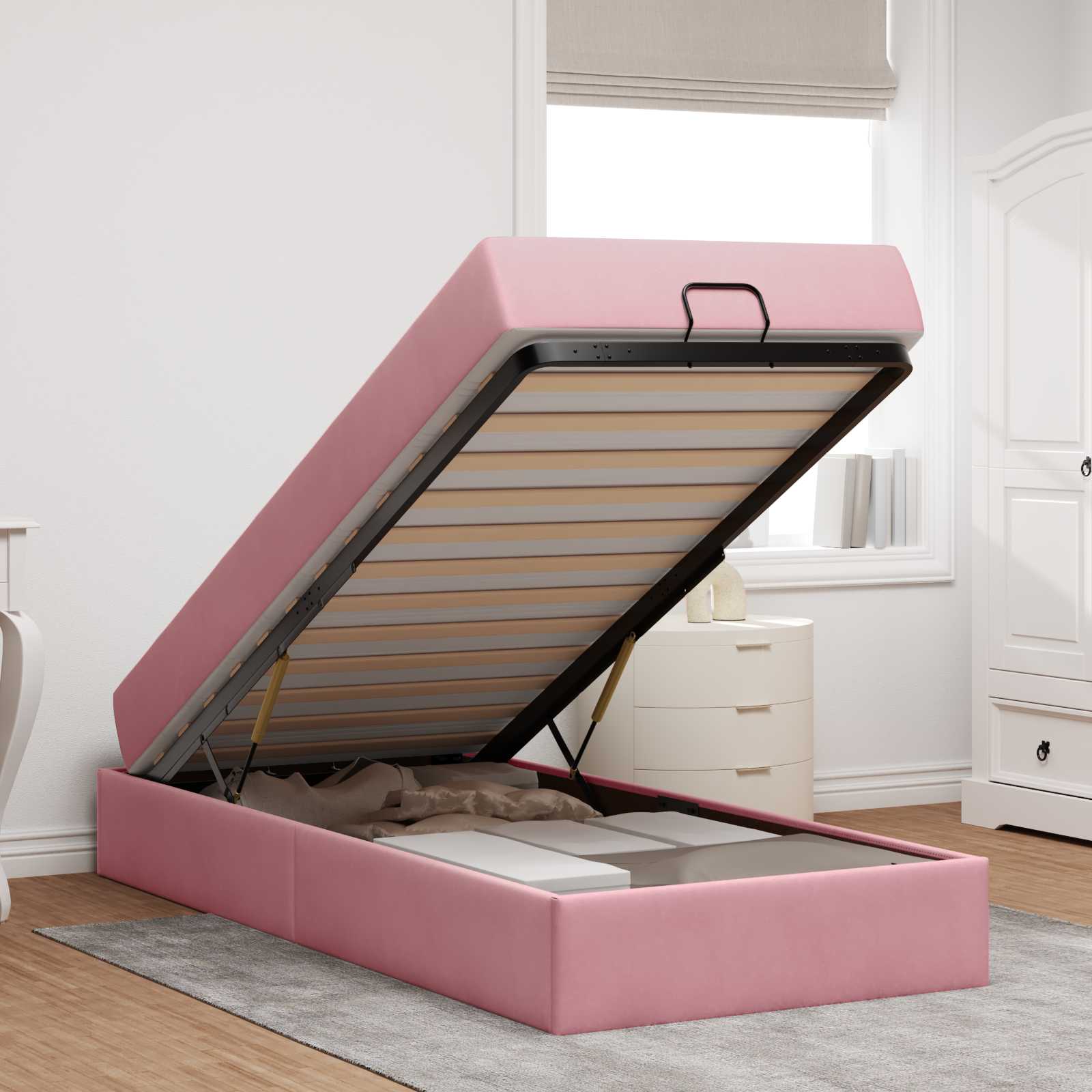 Bettgestell mit Matratze 2 pcs Rosa Samt