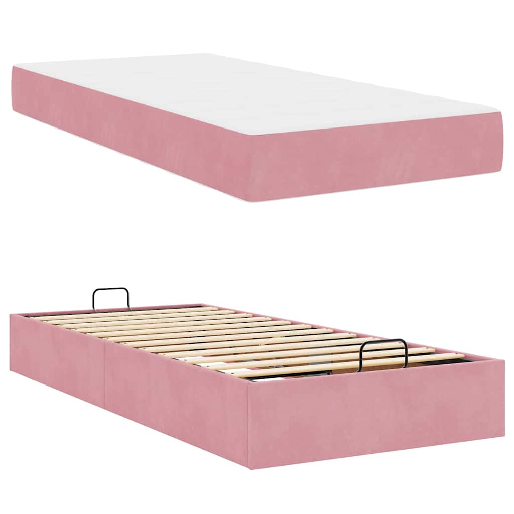 Bettgestell mit Matratze mit Speicher Rosa 90 x 200 cm Samt