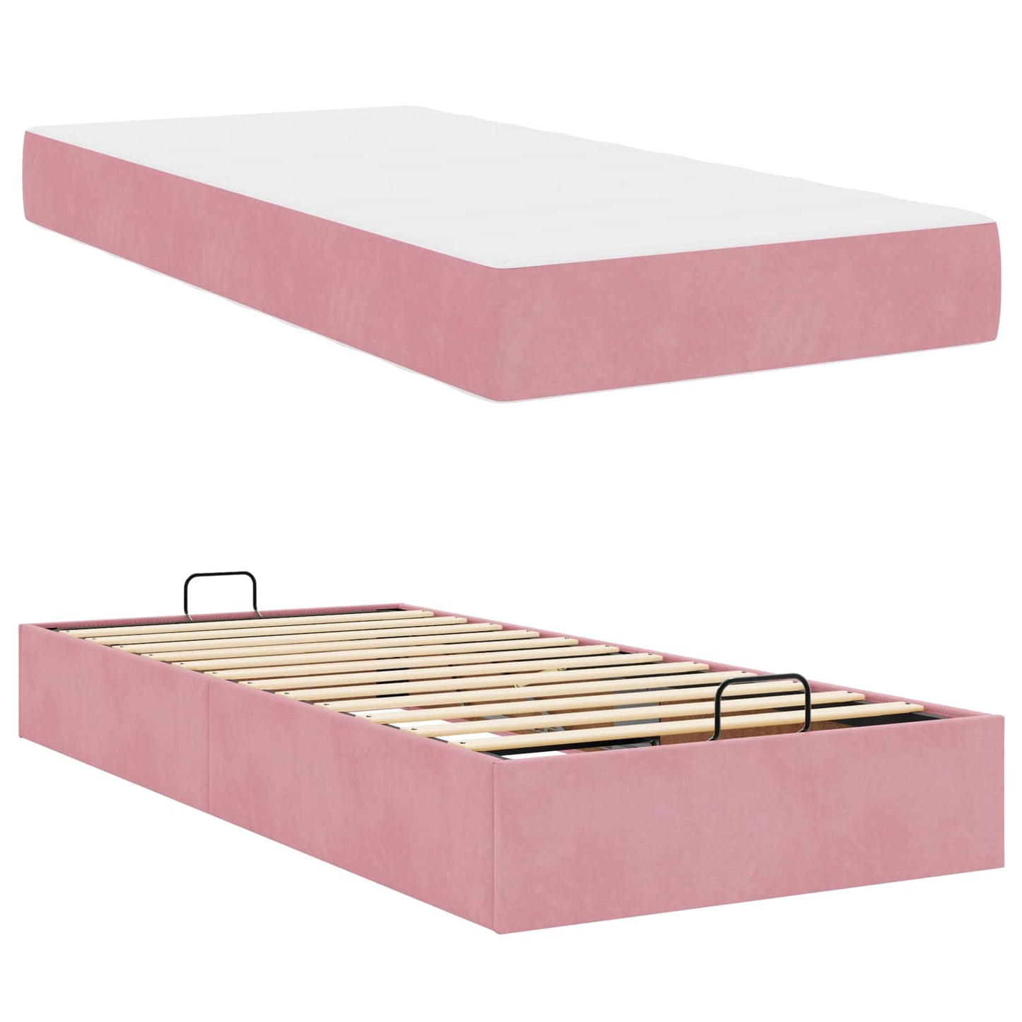 Bettgestell mit Matratze 2 pcs Rosa Samt