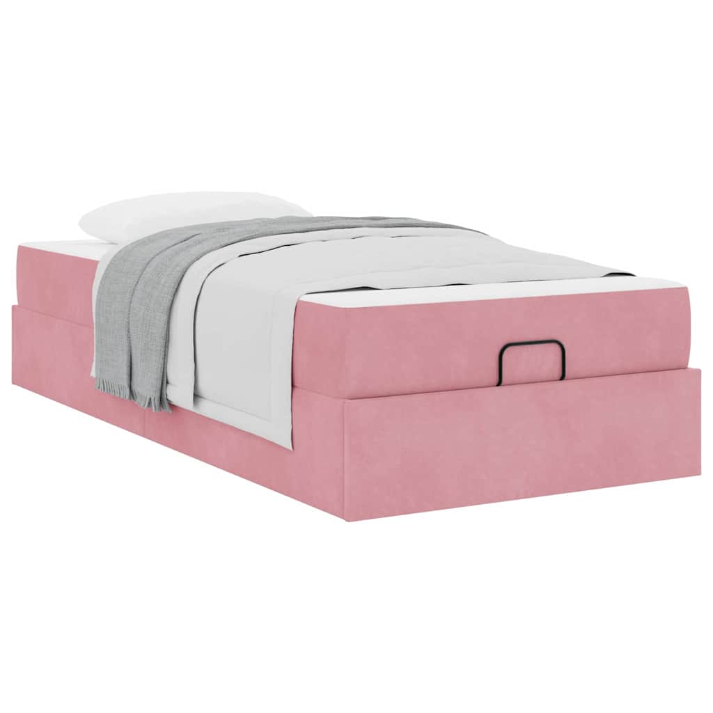 Bettgestell mit Matratze mit Speicher Rosa 90 x 200 cm Samt