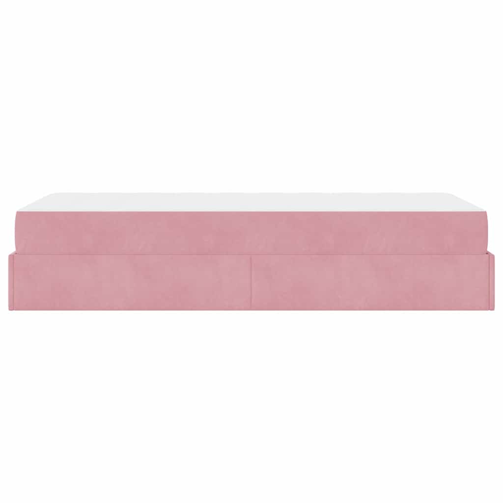 Bettgestell mit Matratze mit Speicher Rosa 90 x 200 cm Samt