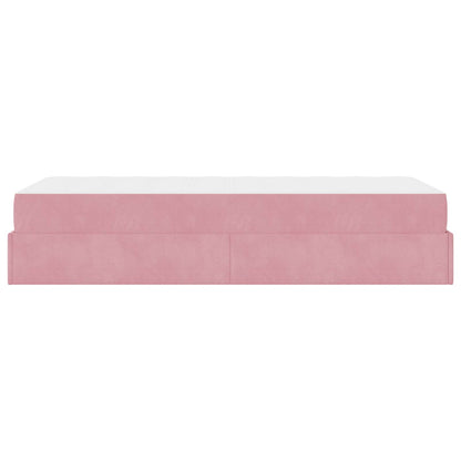 Bettgestell mit Matratze 2 stk. Rosa Samt