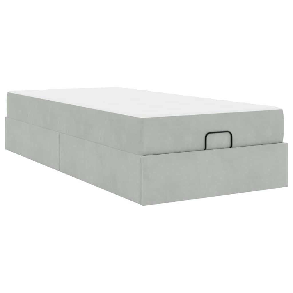 Bettgestell mit Matratze Hellgrau 100 x 200 cm Samt