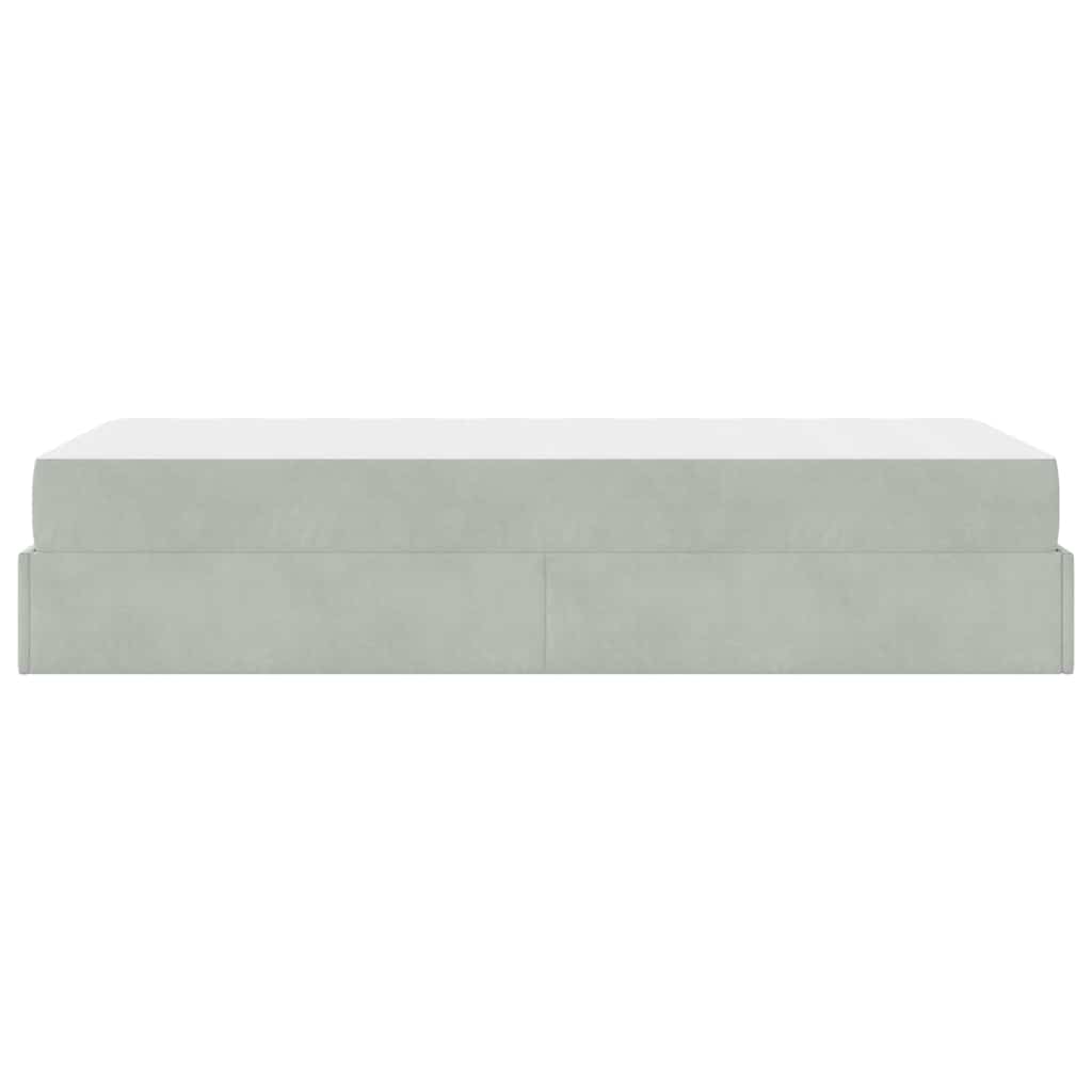 Bettgestell mit Matratze Hellgrau 100 x 200 cm Samt