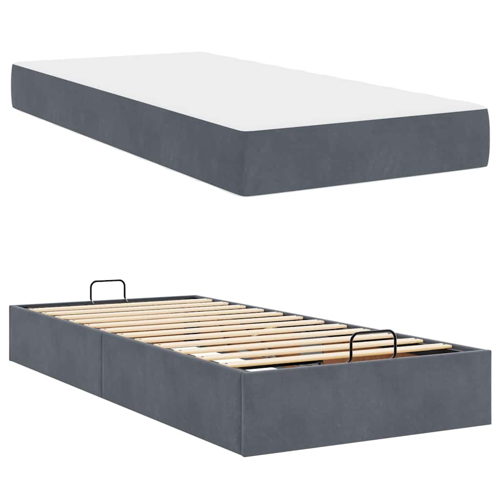 Bettgestell mit Matratze Dunkelgrau 100 x 200 cm Samt
