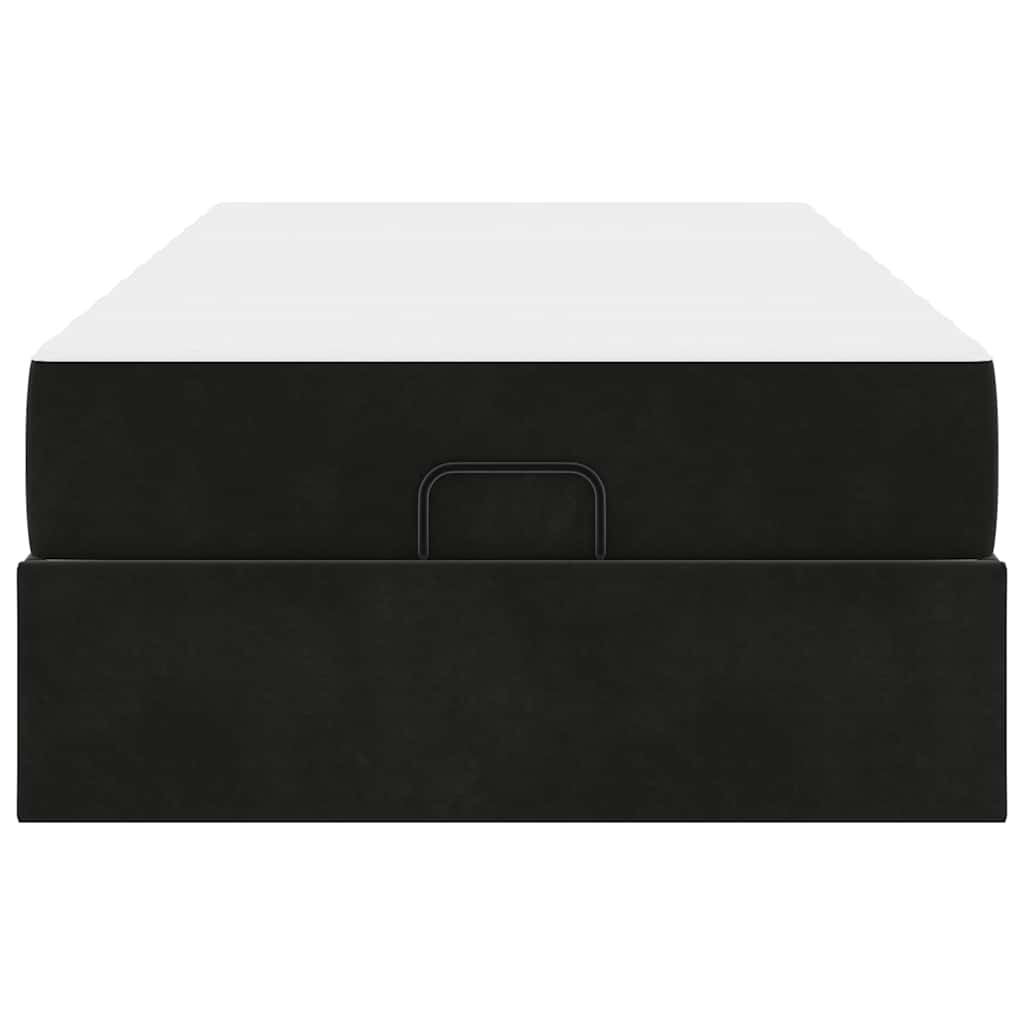 Bettgestell mit Matratze mit Speicher Schwarz 100 x 200 cm Samt