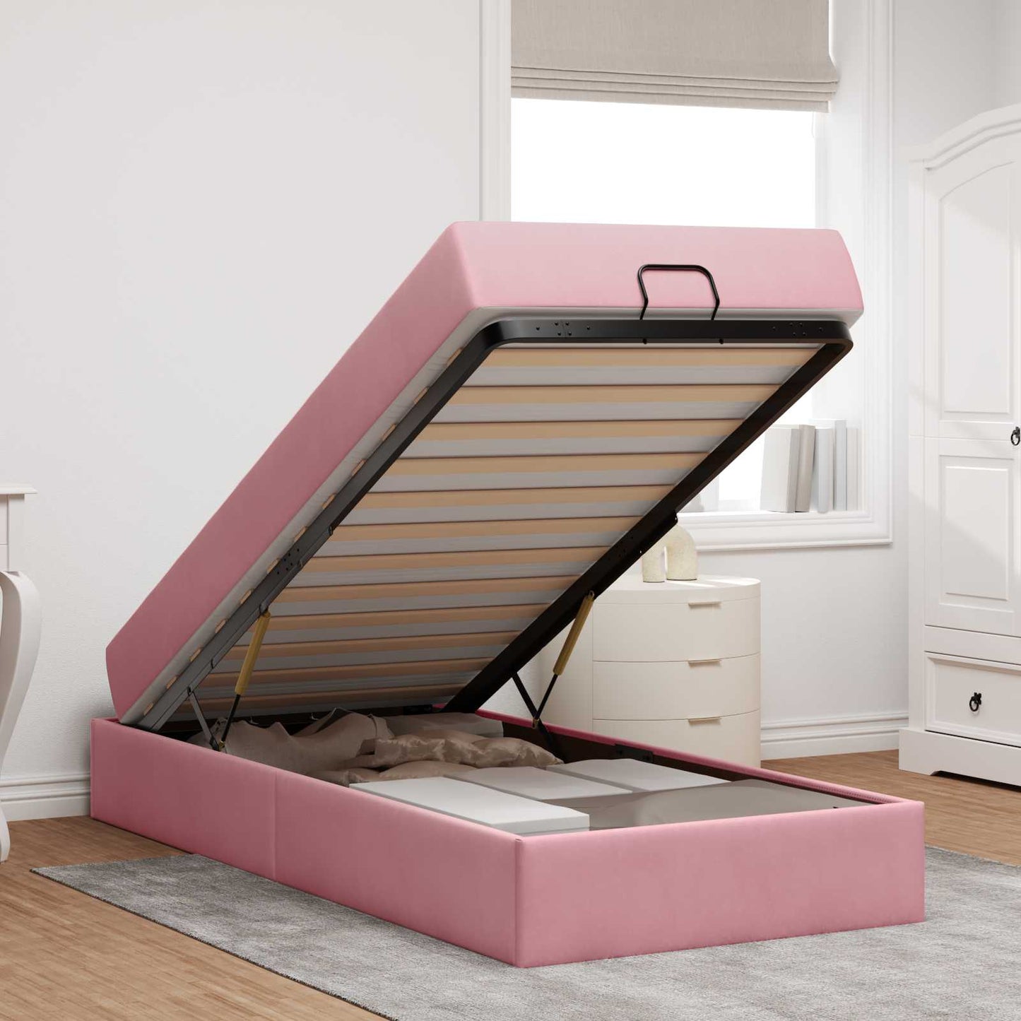 Bettgestell mit Matratze 2 pcs Rosa Samt