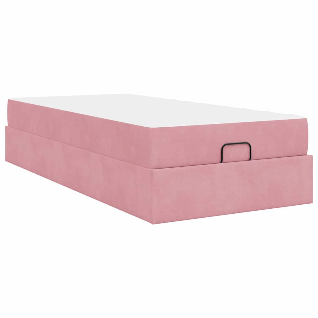 Bettgestell mit Matratze mit Speicher Rosa 100 x 200 cm Samt