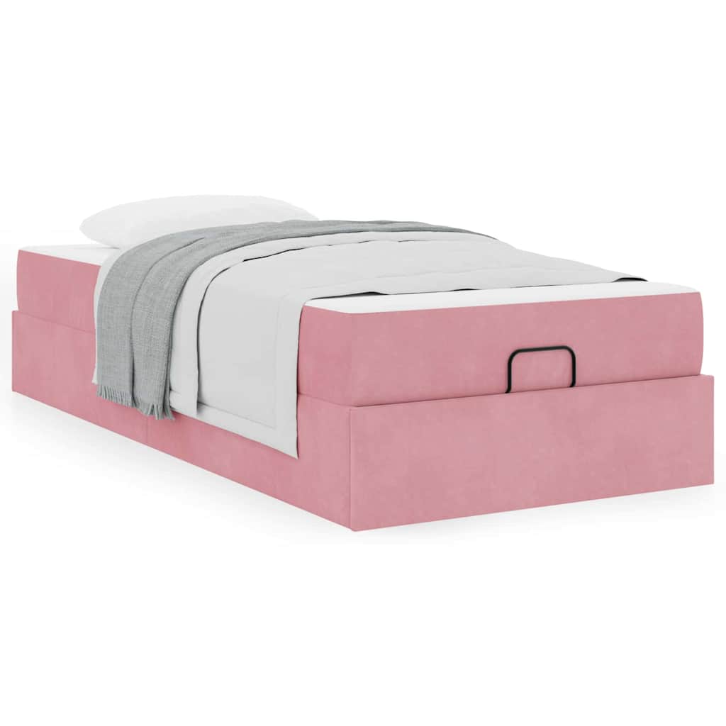 Bettgestell mit Matratze mit Speicher Rosa 100 x 200 cm Samt