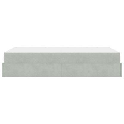 Bettgestell mit Matratze 2 Stk. Hellgrau Samt