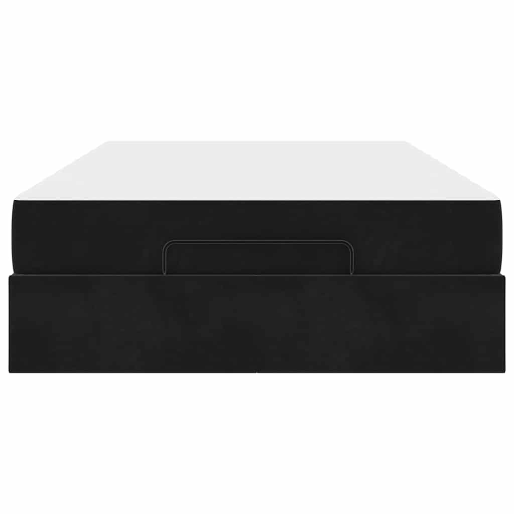 Bettgestell mit Matratze mit Speicher Schwarz 120 x 190 cm Samt