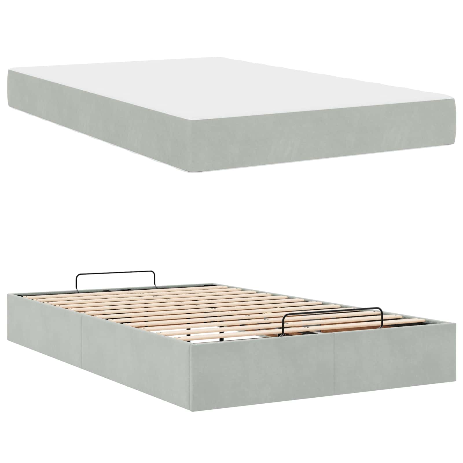 Bettgestell mit Matratze 2 pcs Hellgrau Samt