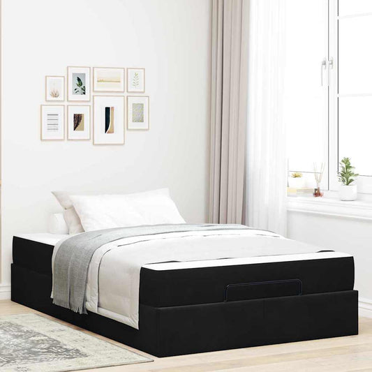 Bettgestell mit Matratze mit Speicher Schwarz 120 x 200 cm Samt