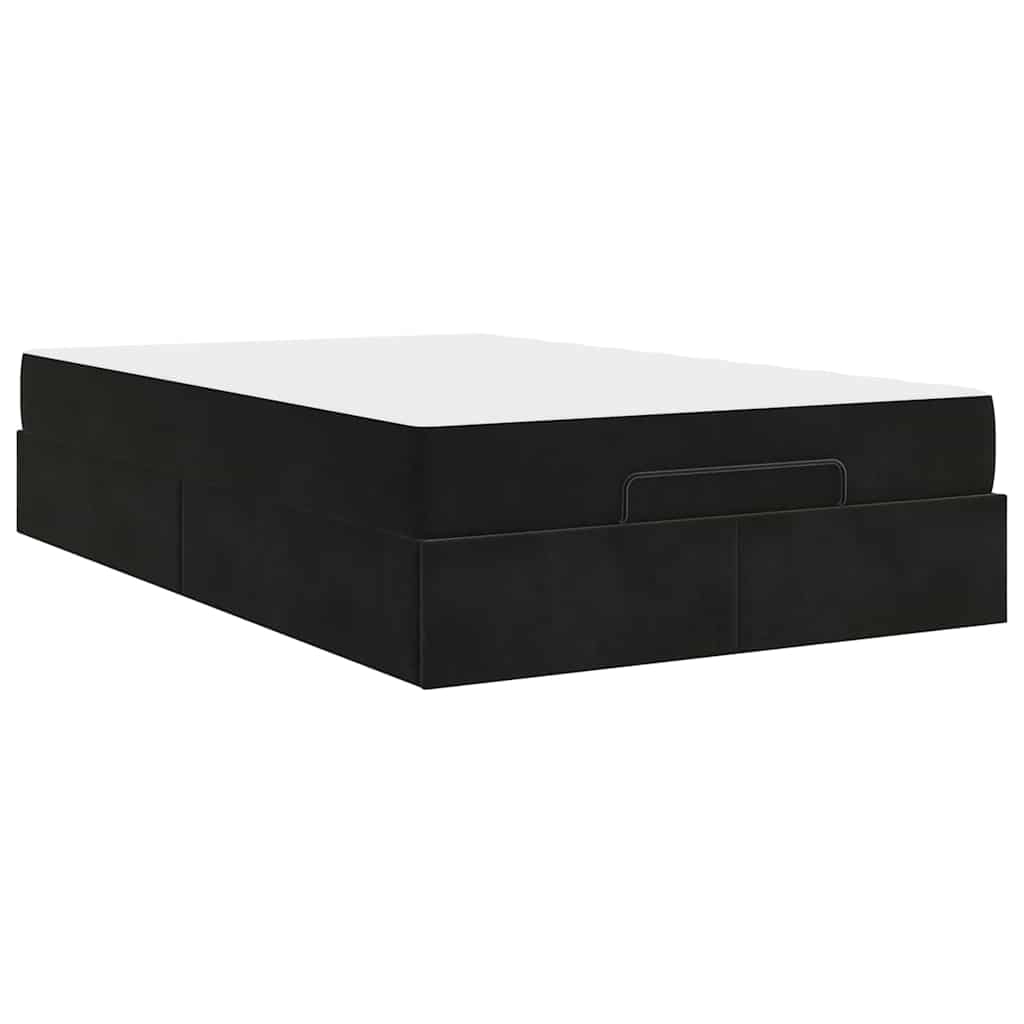 Bettgestell mit Matratze mit Speicher Schwarz 120 x 200 cm Samt
