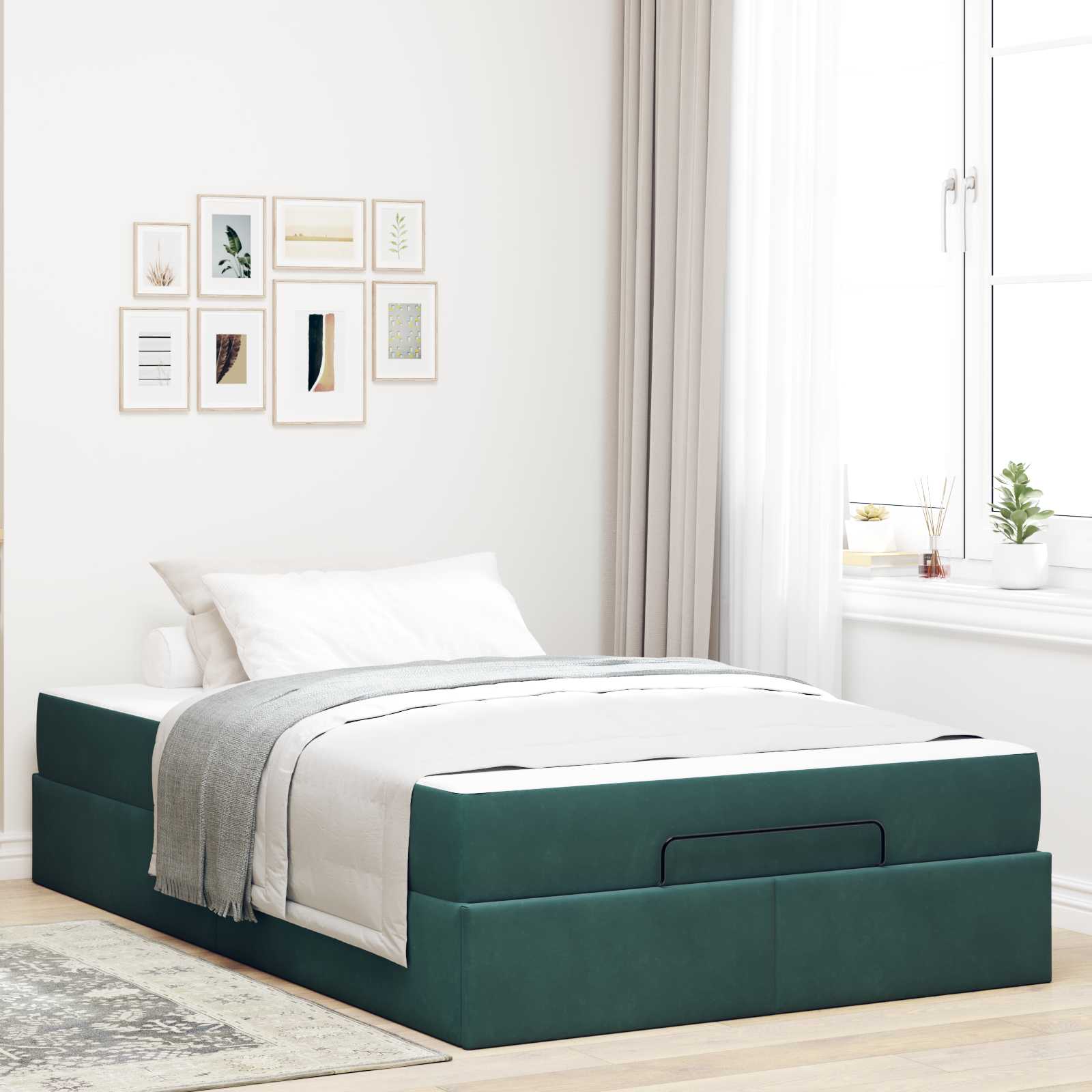 Bettgestell mit Matratze 2 pcs Grün Samt