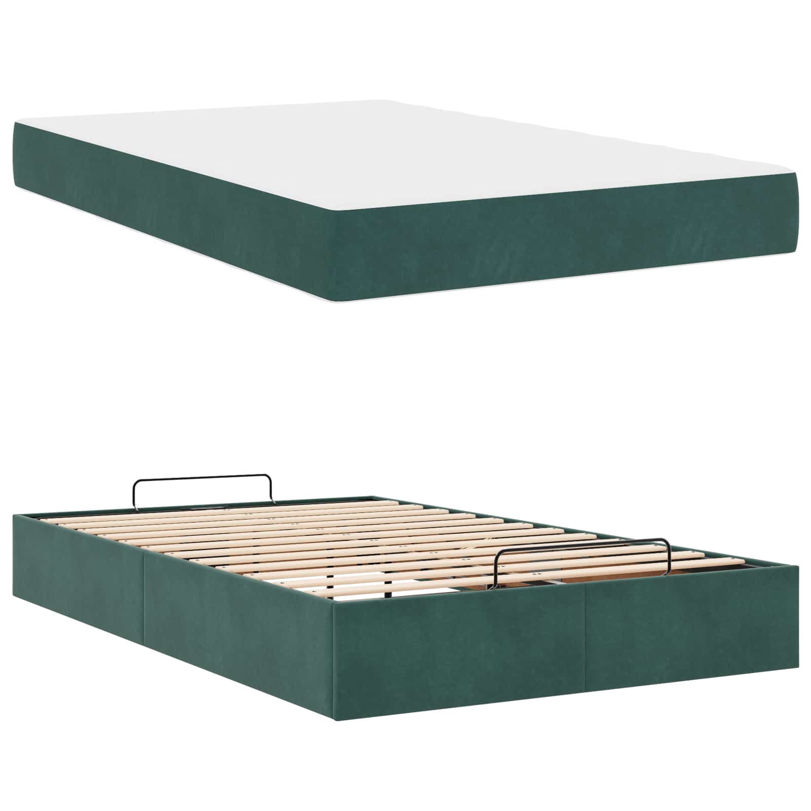 Bettgestell mit Matratze 2 pcs Grün Samt