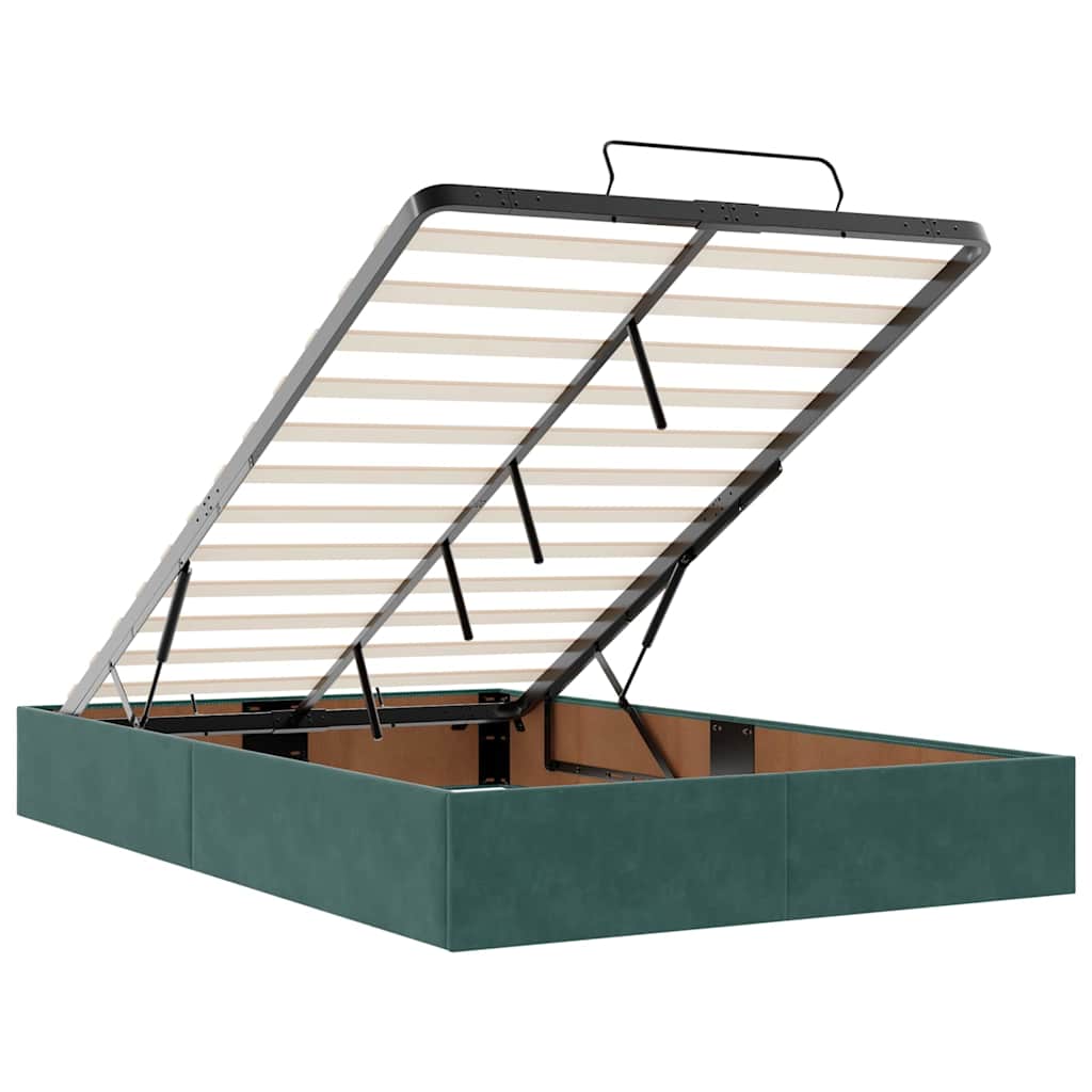 Bettgestell mit Matratze Dunkelgrün 120 x 200 cm Samt