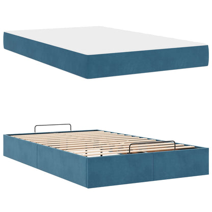 Bettgestell mit Matratze 2 Stk. Blau Samt