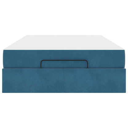 Bettgestell mit Matratze 2 Stk. Blau Samt