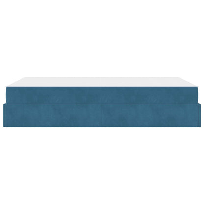 Bettgestell mit Matratze 2 Stk. Blau Samt