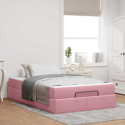 Bettgestell mit Matratze 2 Stk. Rosa Samt