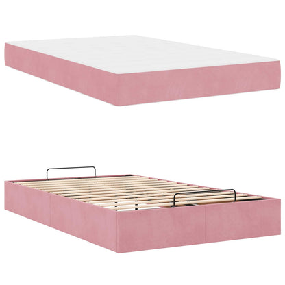 Bettgestell mit Matratze 2 Stk. Rosa Samt