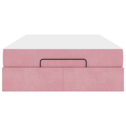 Bettgestell mit Matratze 2 Stk. Rosa Samt