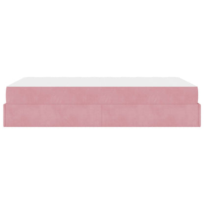 Bettgestell mit Matratze 2 Stk. Rosa Samt