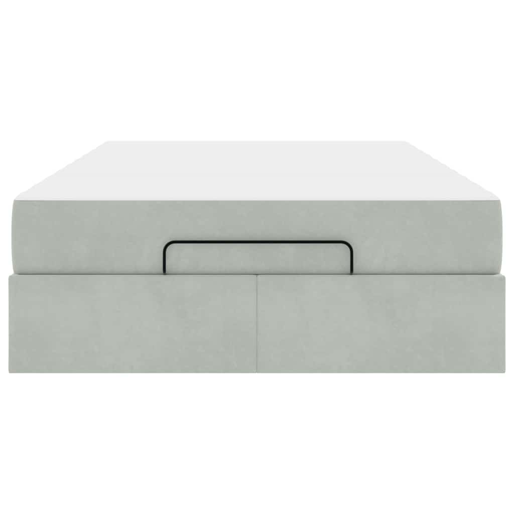 Bettgestell mit Matratze Hellgrau 140 x 190 cm Samt