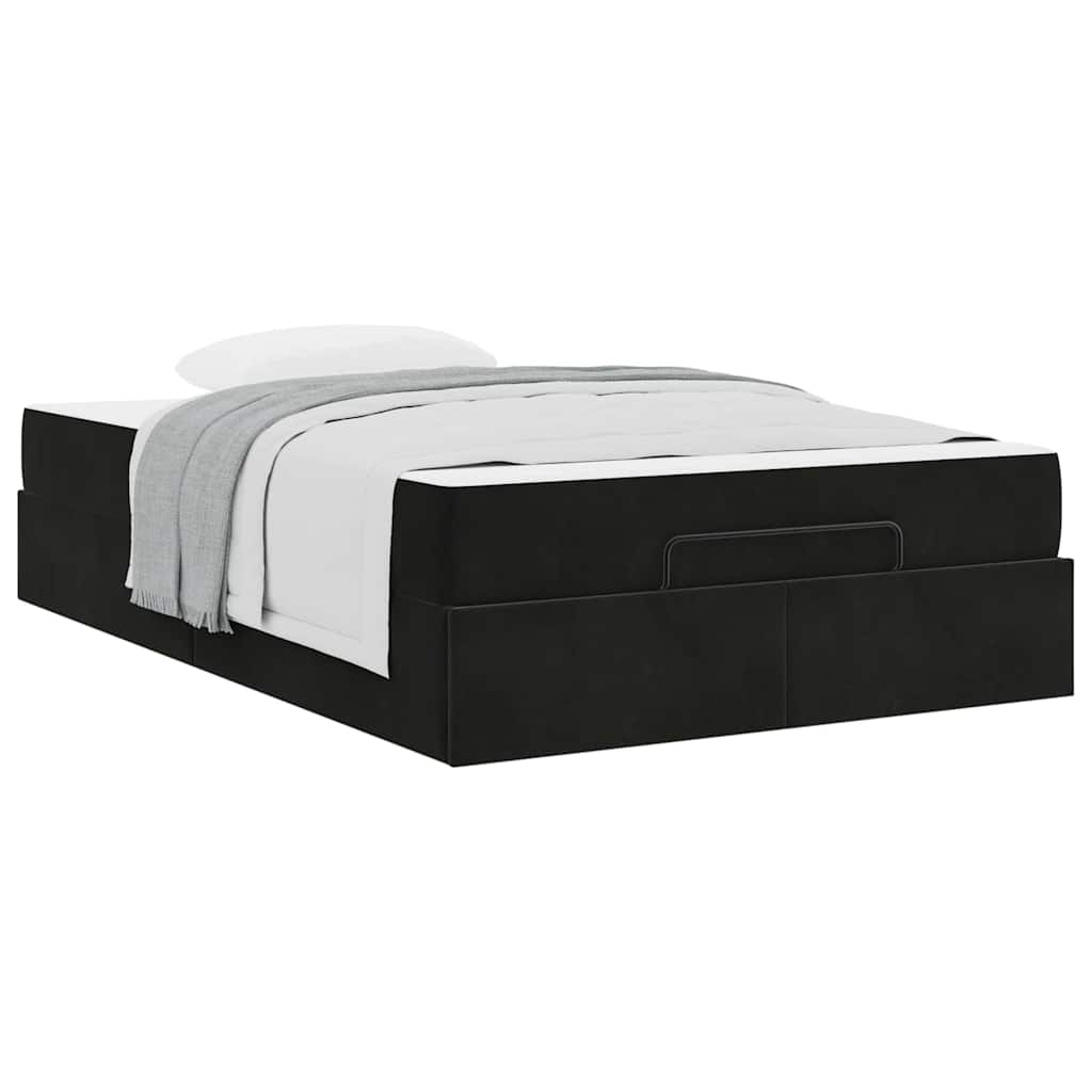 Bettgestell mit Matratze mit Speicher Schwarz 140 x 190 cm Samt