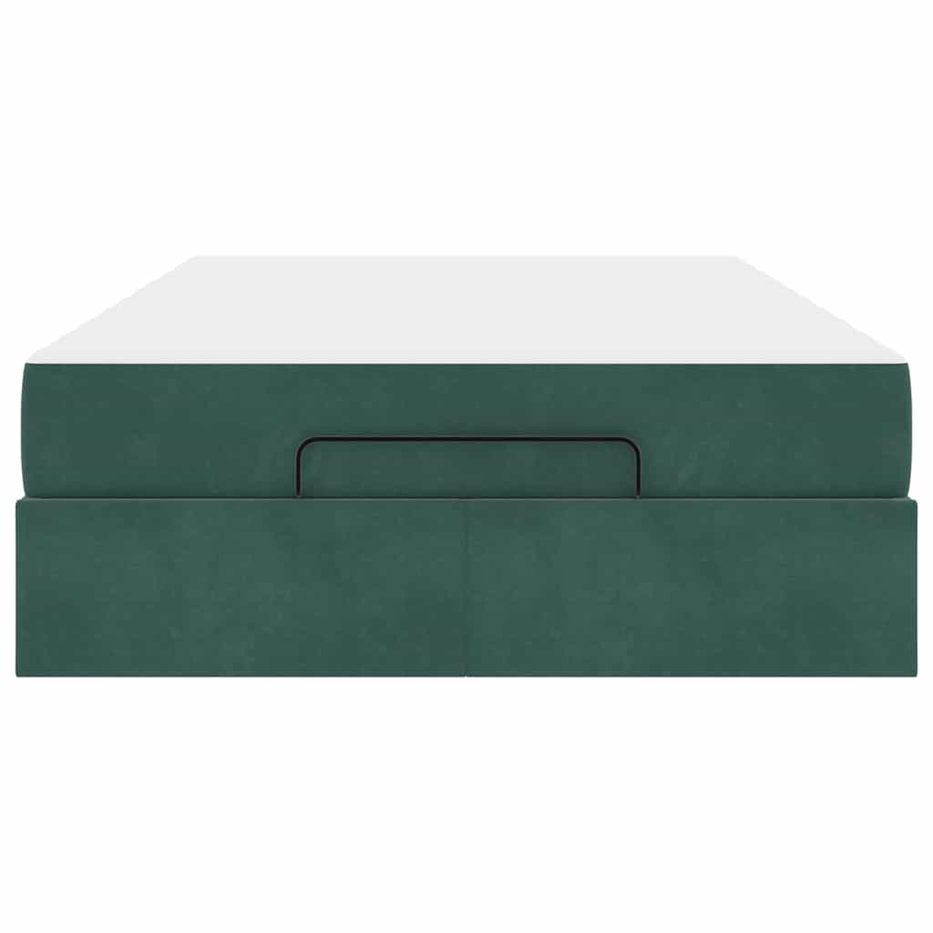 Bettgestell mit Matratze Dunkelgrün 140 x 190 cm Samt