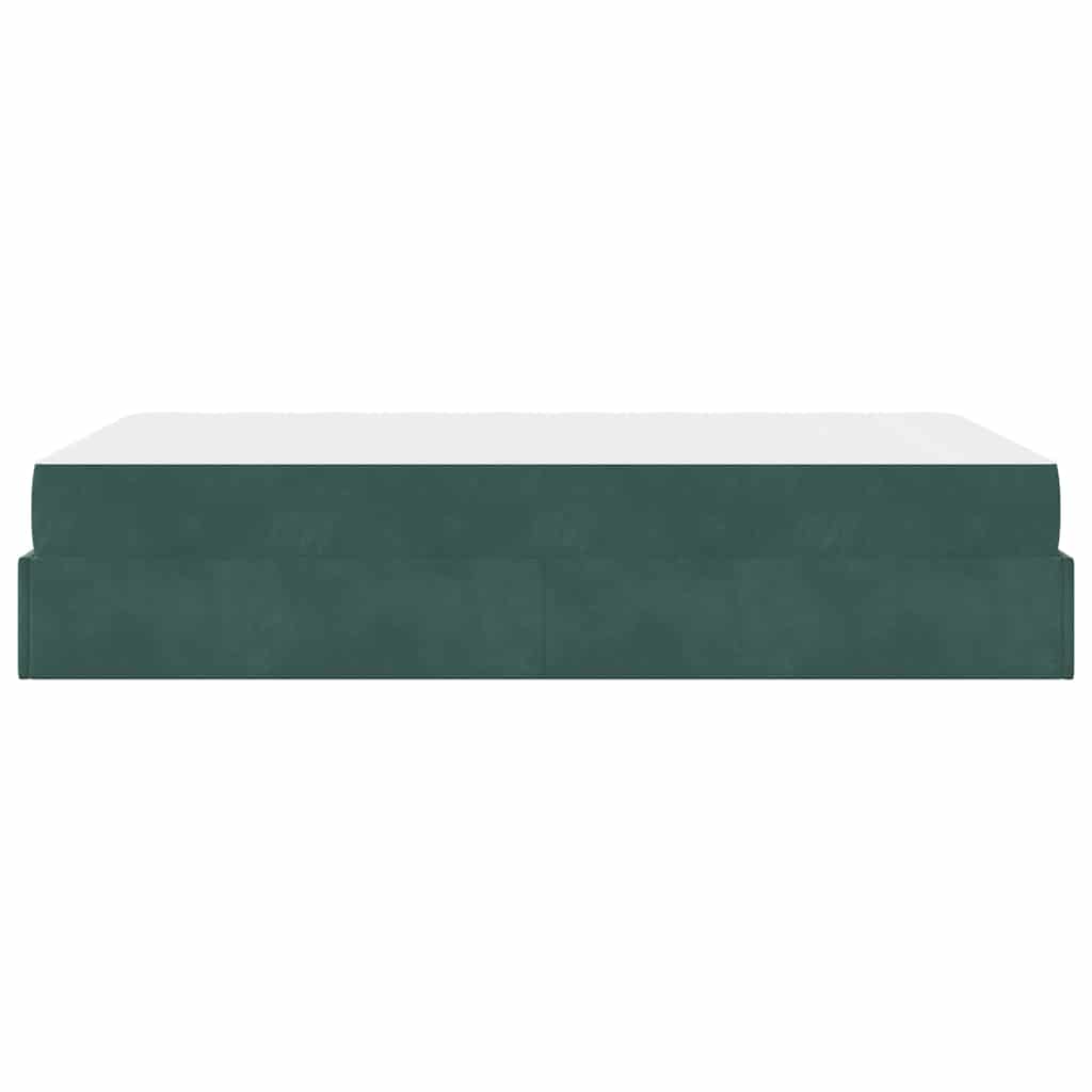 Bettgestell mit Matratze Dunkelgrün 140 x 190 cm Samt